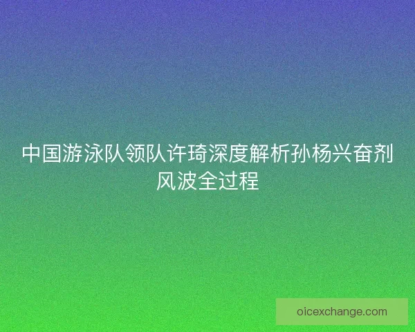 中国游泳队领队许琦深度解析孙杨兴奋剂风波全过程